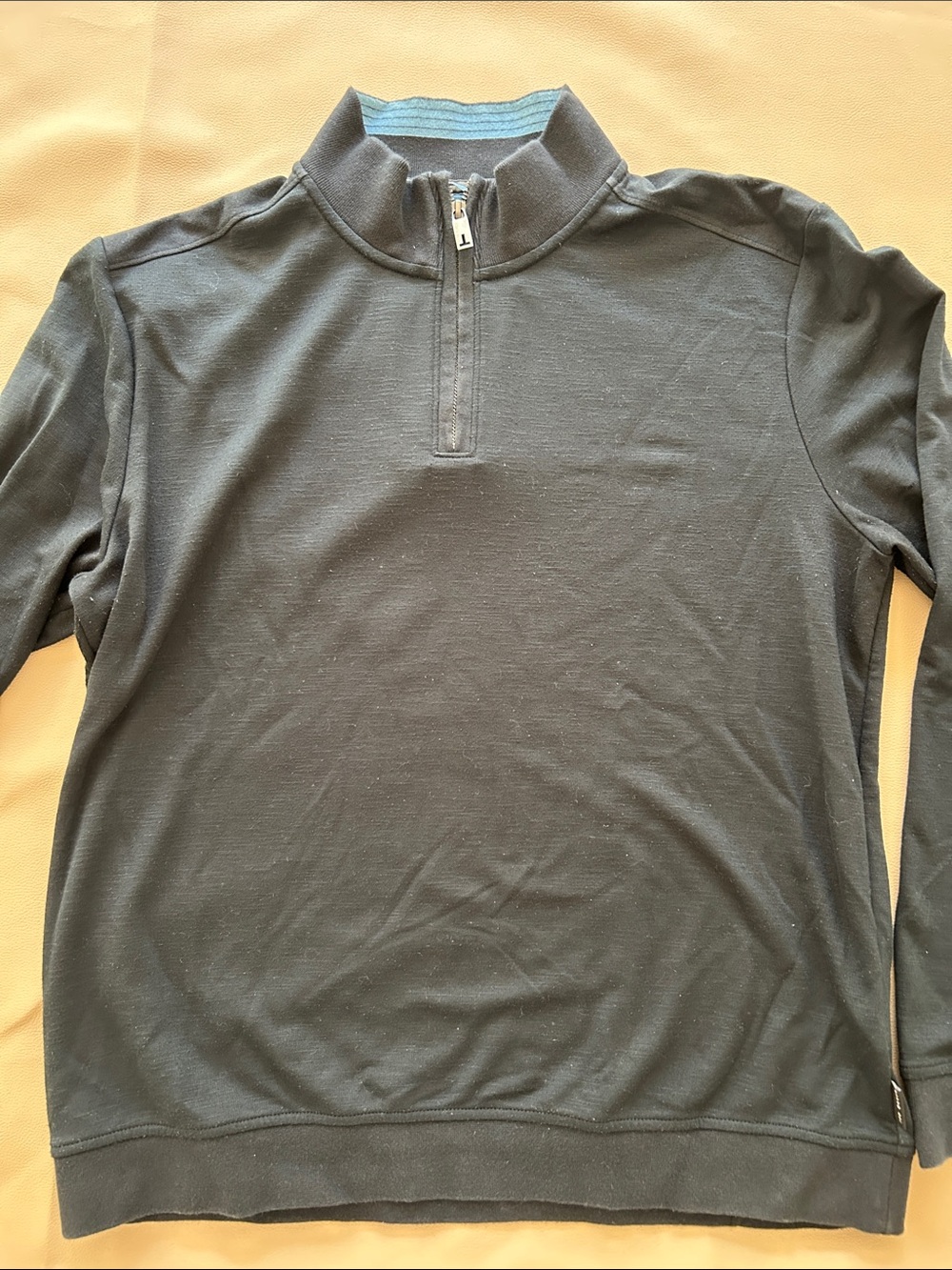 Ted Baker London Dark black Half-Zip Sweater with Blue Collar Stripe